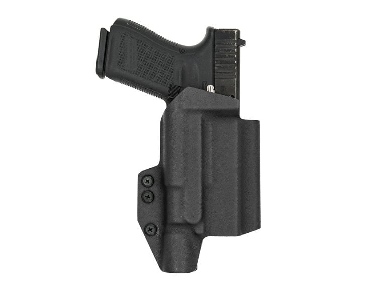 Outside view of a Nidhogg Holster with RTI in BLACK KYDEX.
