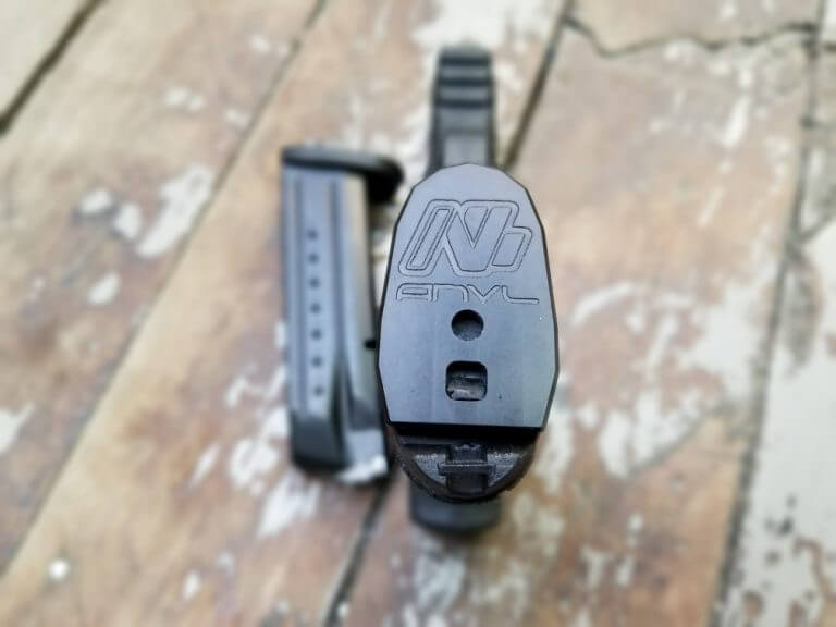 Smith & Wesson M&P Magazine Baseplate weighted in Aluminum.