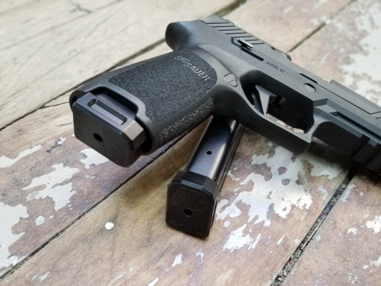 SIG Sauer P320 Magazine Baseplate weighted in Aluminum.
