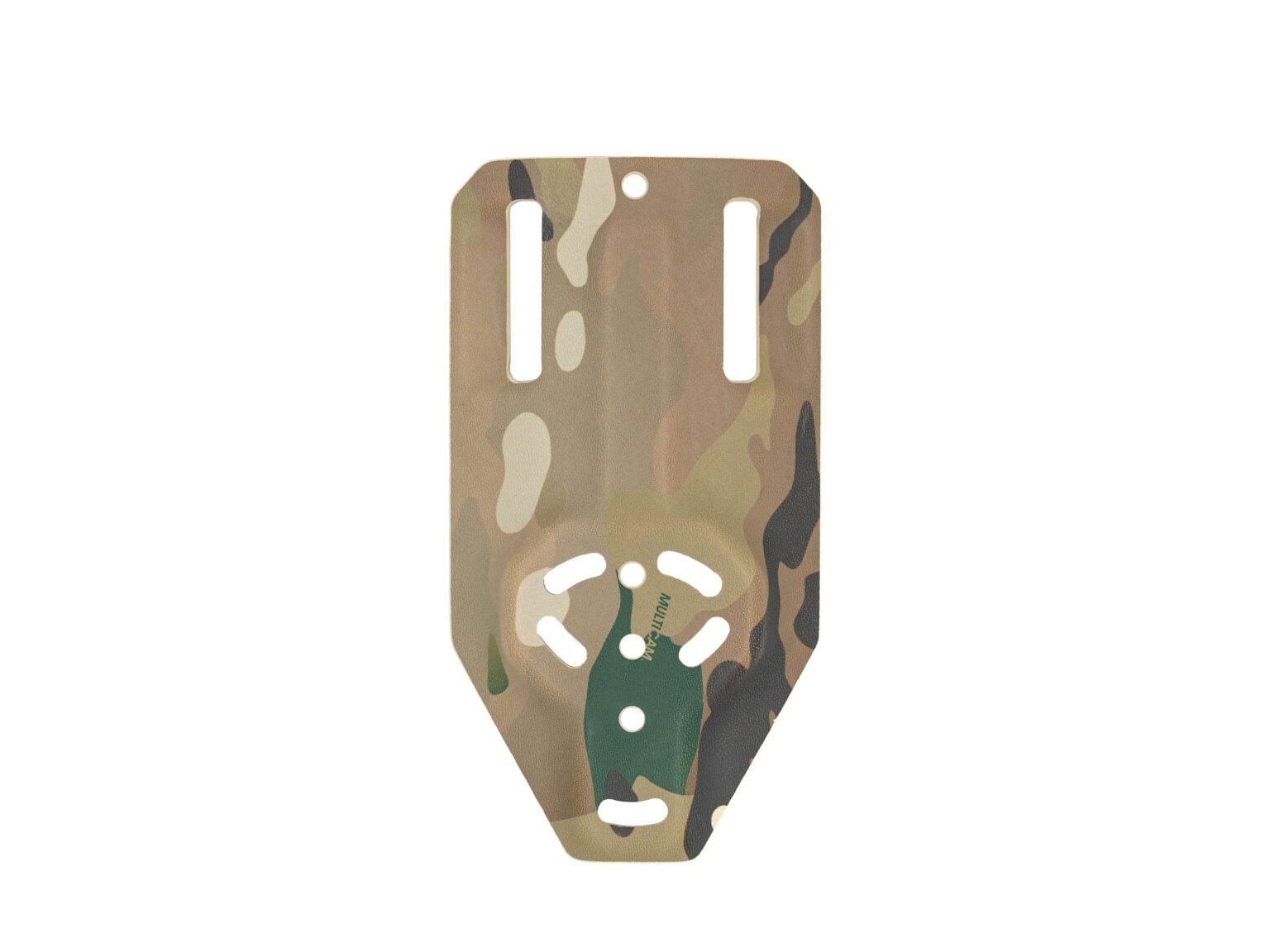 Tactical belt mount in multicam facing front.