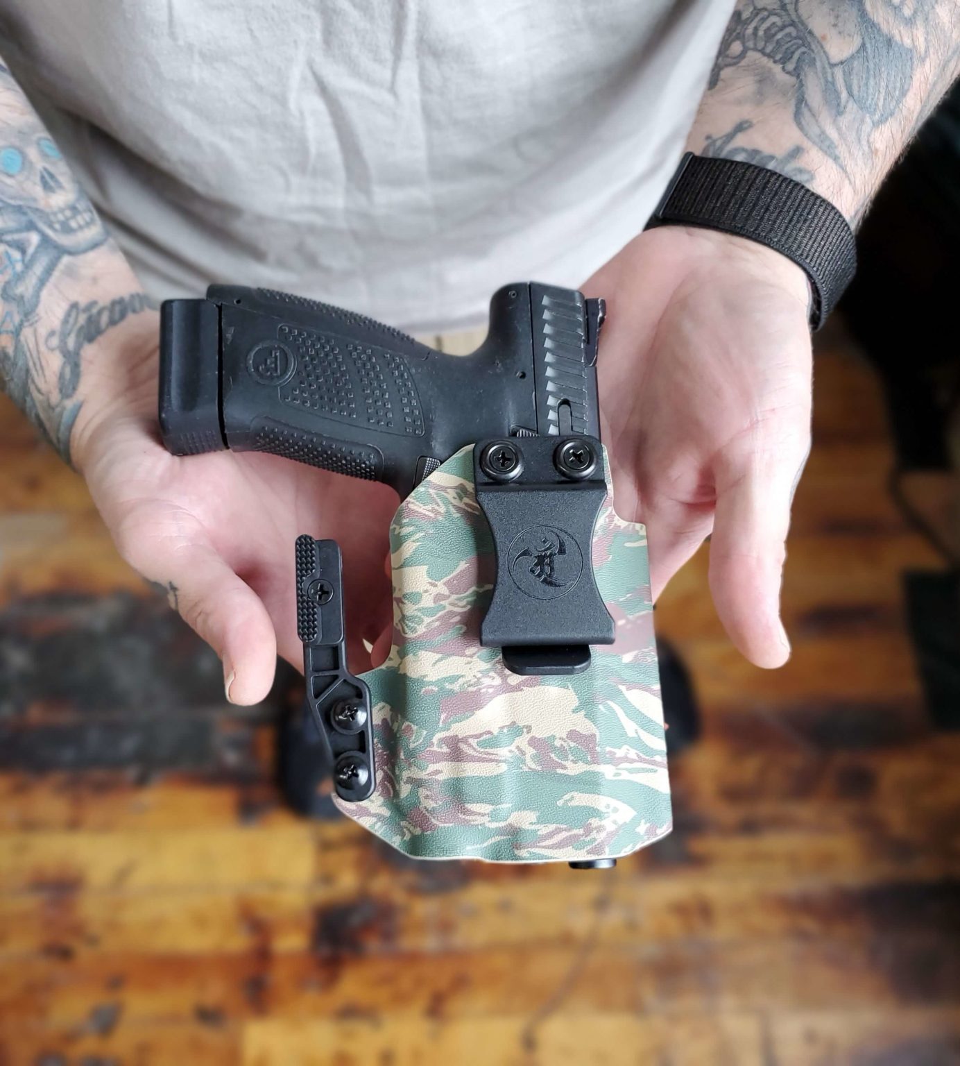Tiger Stripe KYDEX Holster for Concealement.