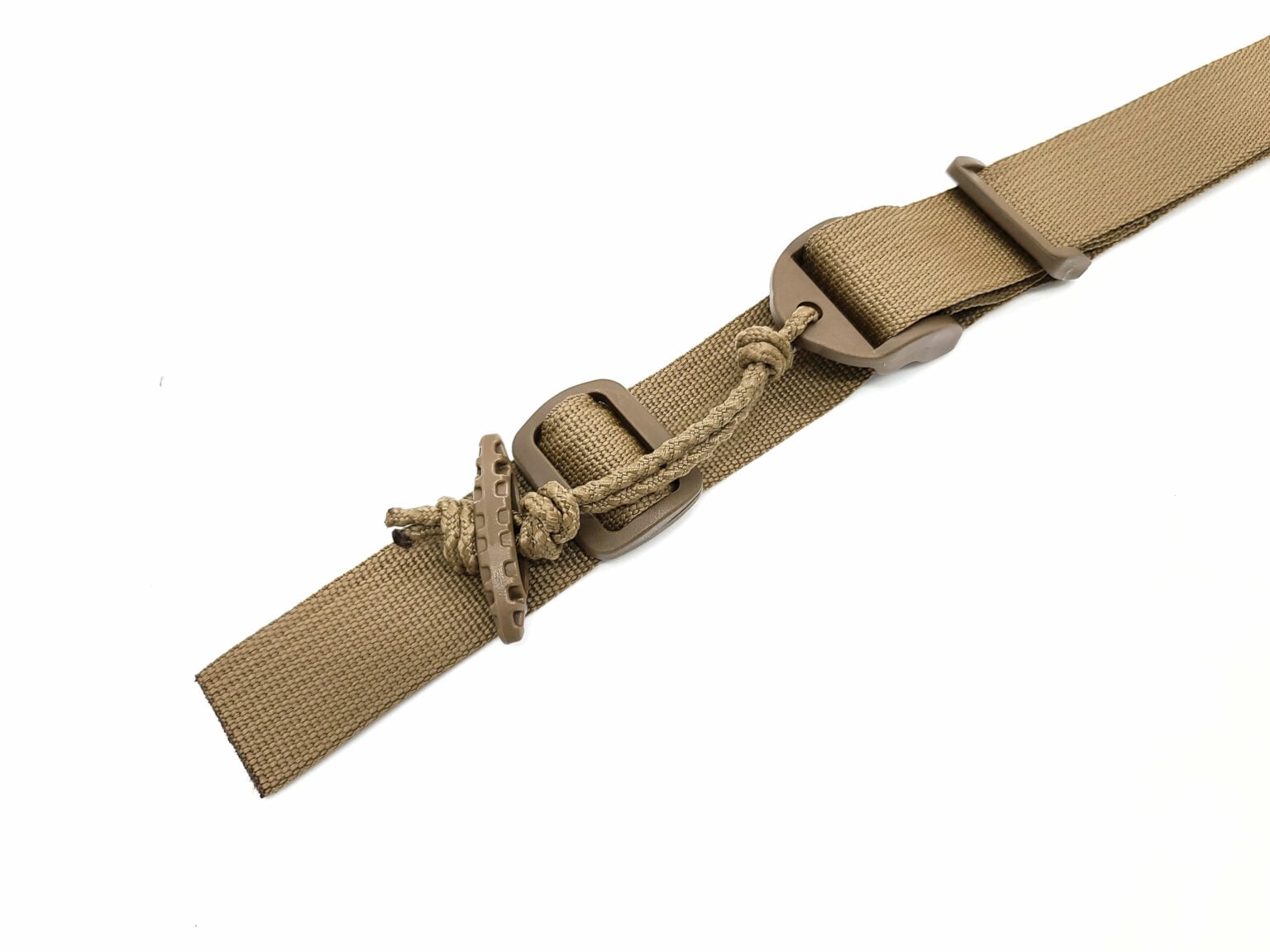 Pull tab on a padded rifle sling.