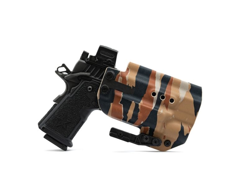 Desert tiger stripe Kydex holster.