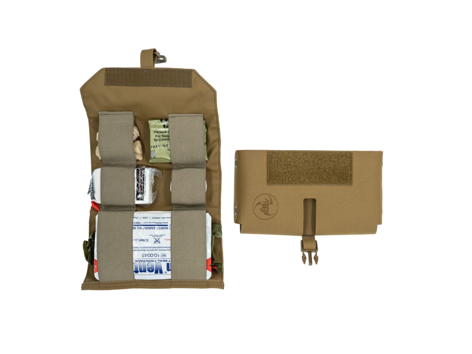 Coyote tan first aid kit for firearms training.